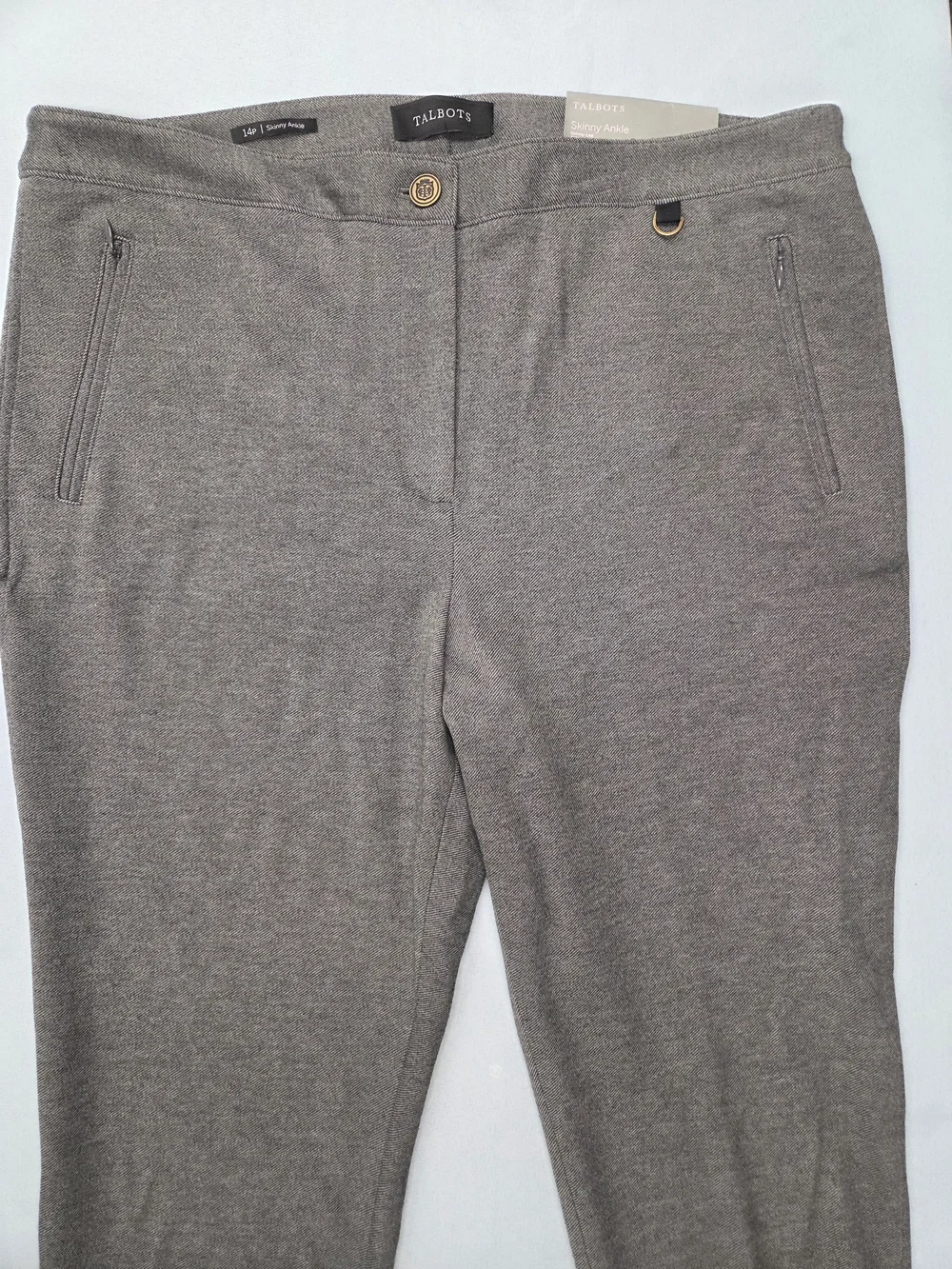 NWT Talbots Skinny Ankle Pants Gray Petite 14P Career Stretch